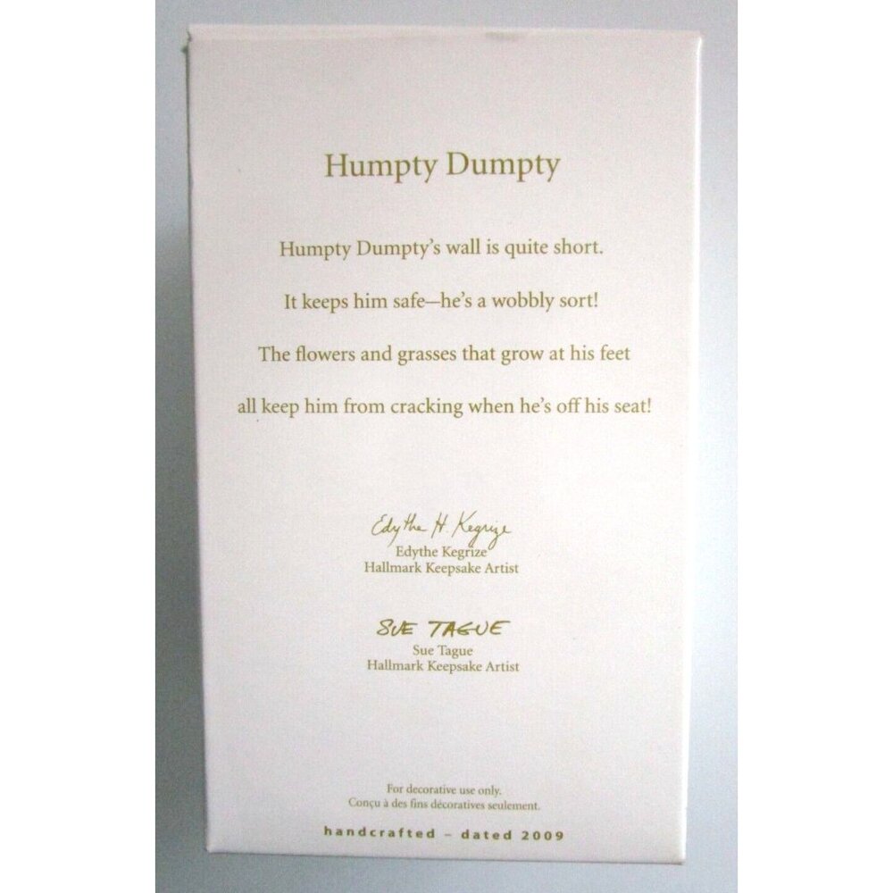 Hallmark Keepsake Ornament Christmas Humpty Dumpty Nursery Rhyme 2009 Handrafted - Picture 7 of 8
